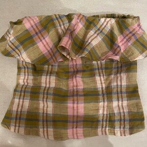 Free people summer strapless top with open back and low tie